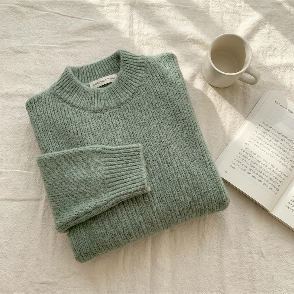 莫蘭迪色高領針織上衣